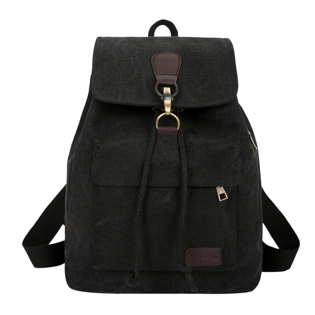 

Backpack Canvas wear backpack Men's Retro Solid Color Backpack Large Capacity Travel Bag Student Computer Bag