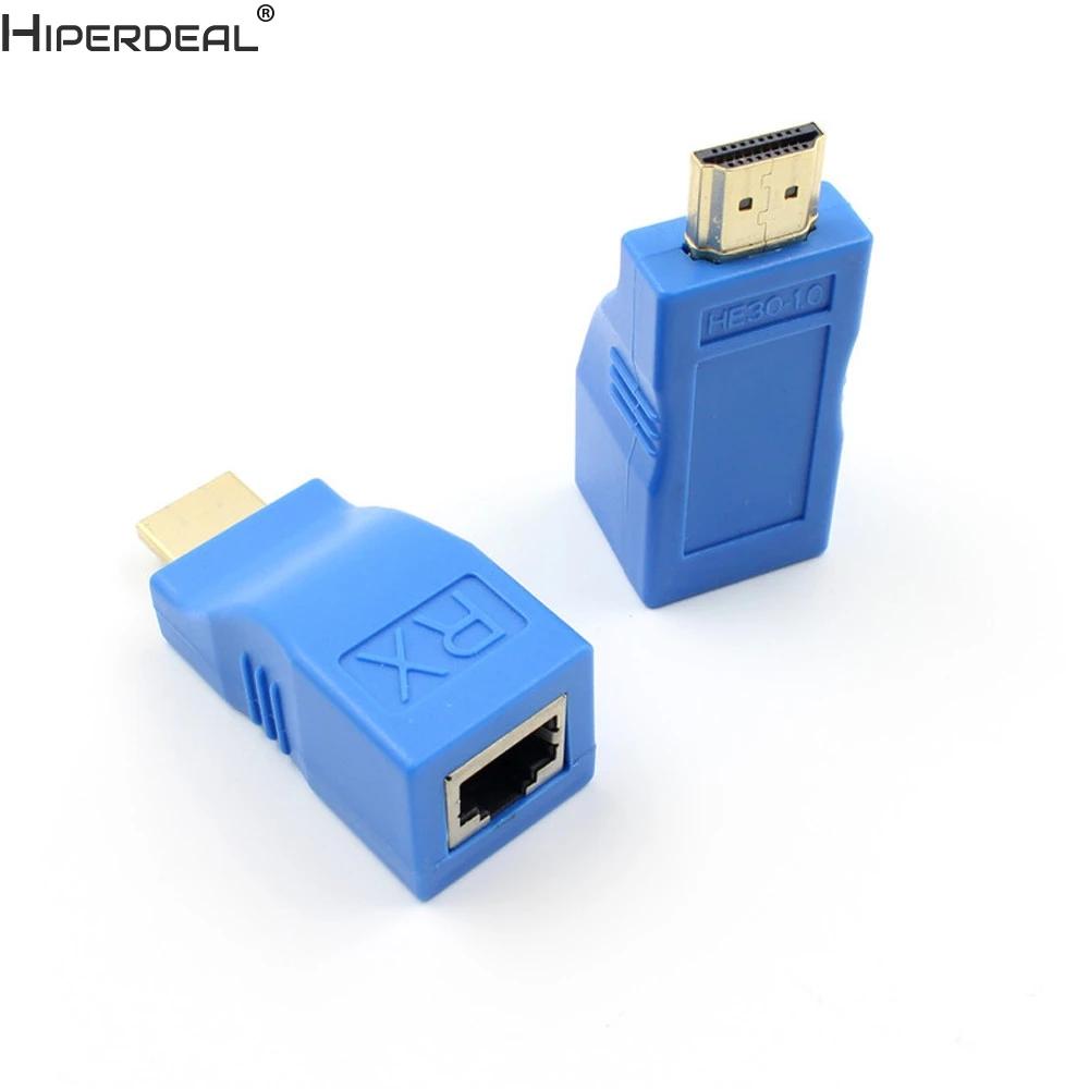 HIPERDEAL 2pcs 1080P HDMI удлинитель для RJ45 по Cat 5e/6 сетевой LAN Ethernet адаптер синий HW