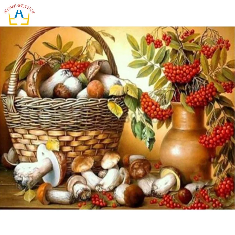 

Fruits mosaic picture with diamond painting needle canvas kitchen decor embroidery full round drill rhinestone crafts gift RJ686