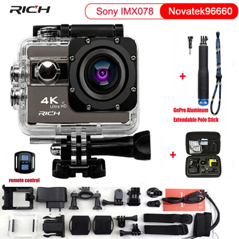 Экшн камера RICH F68 F68R Ultra HD 4K 1080 P Wi Fi 16 МП 2 дюйма голосовое оповещение 170 Len для шлема