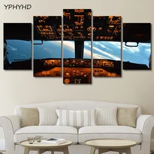 YPHYHD 5 шт. Современные настенные художественные принты самолет кабина картина Картина домашний декор вид неба для Гостиной Холст плакат искусство