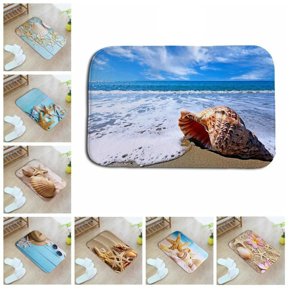 

20# New Fashion 15.75" x 23.62" Sea Shell Home Bathroom Kitchen Soft Anti-Slip Floor Mat Bedroom Carpet Room Floor Decor