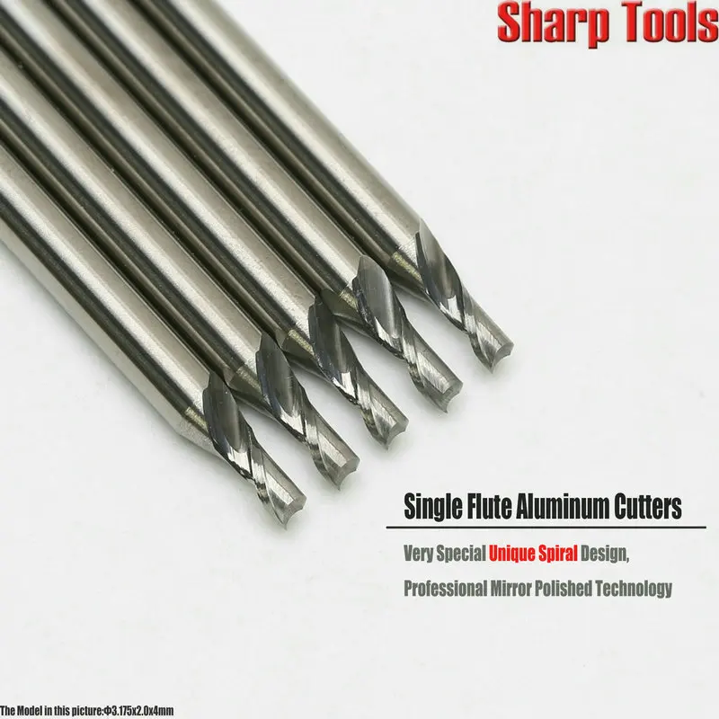 Single Flute Aluminum Milling Cutter Tungsten Carbide End Mill Tool Spiral CNC Router Bits for Aluminum Cutting