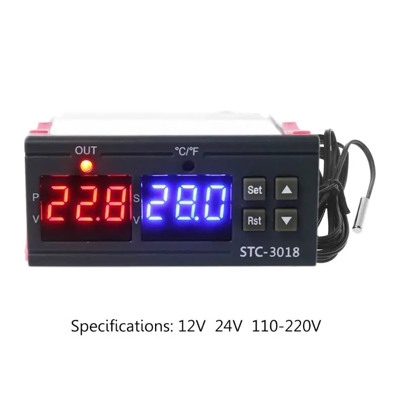 

12V 24V 220V Digital Temperature Controller C/F Thermostat 10A Relay Thermoregulator Heating Cooling Switch