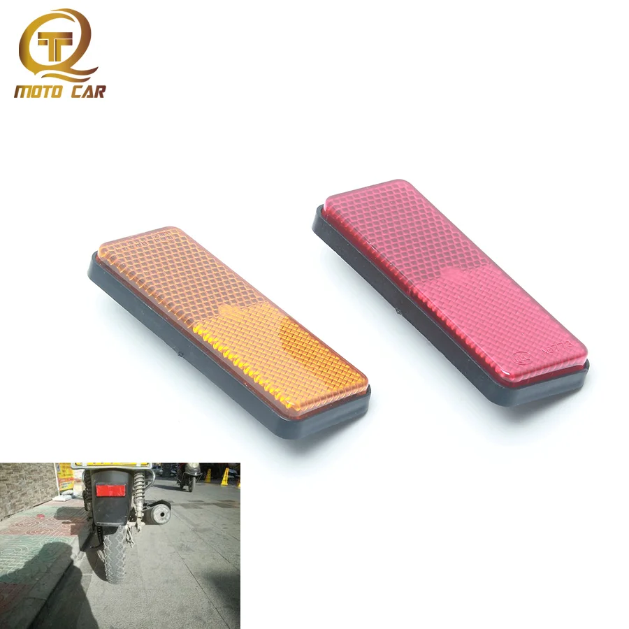 

Universal Motorcycle Rear Fender Reflector Mouldings Red Orange Square Safety Warning Sign FOR Moto ATV Bikes Dirt Bikes Scoote