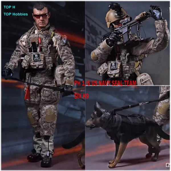 

PLAYHOUSE PH 1/6 US NAVY SEAL TEAM SIX K9 Collection Action Figure New Box Guns With Dog Model