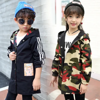 

2018 New Girls Autumn Winter Windbreaker Kids autumn coat baby Two Sides Wear Jackets Children Letters Hooded Coats 5-11 years