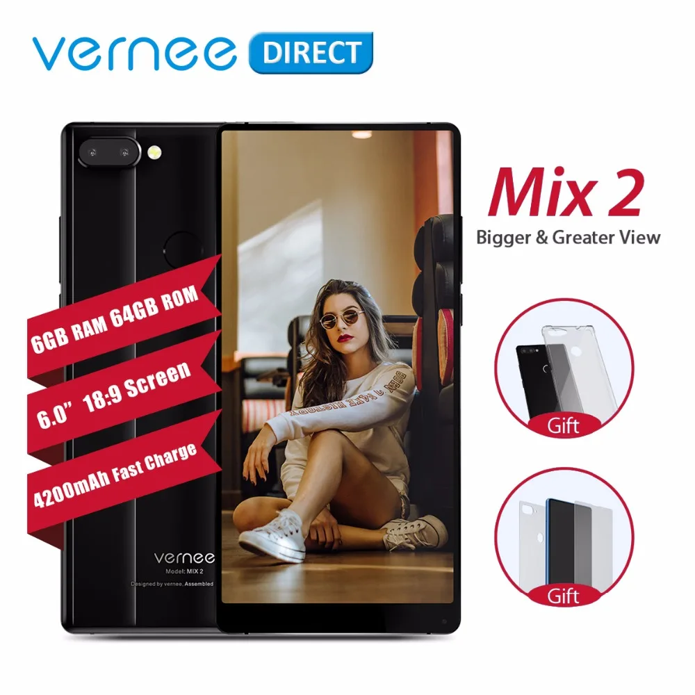 Оригинальный Vernee Mix 2 Мобильный телефон 6 ГБ 64 6'ཎ: 9 HD дисплей быстрое зарядное