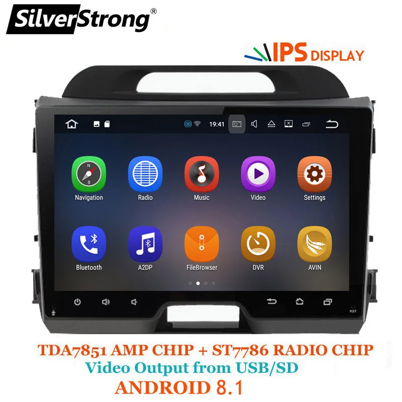 SilverStrong 2Din ips ANDROID8.1 Автомобильный gps для Sportage3 Android KIA Sportage 3 автомобиль 9 дюймов