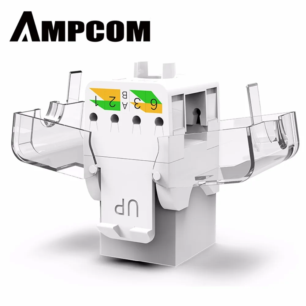 

Pro Series CAT6 Tool Less Keystone Jack,AMPCOM RJ45 UTP Keystone Module Adapter No Punch-Down Tool Required Couplers
