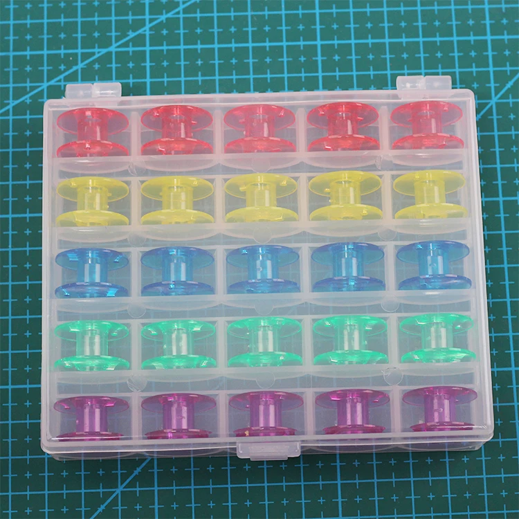 

Sewing machine bobbin packing storage box 25 lattice multi-colored hollow bobbin 25 lattice transparent storage box 2518P