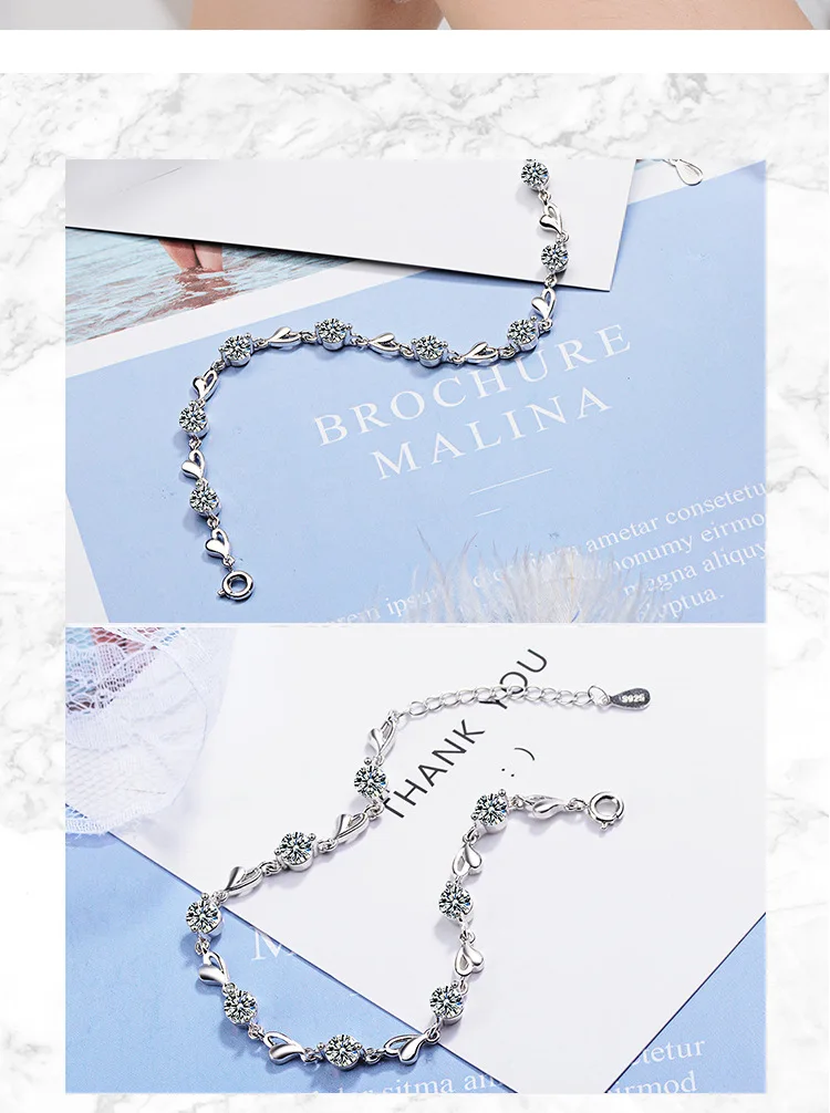 Новые креативные женские плетеные ювелирные изделия из стерлингового серебра 925 пробы с кристаллами свежего дерева женские изысканные подарочные браслеты SB170