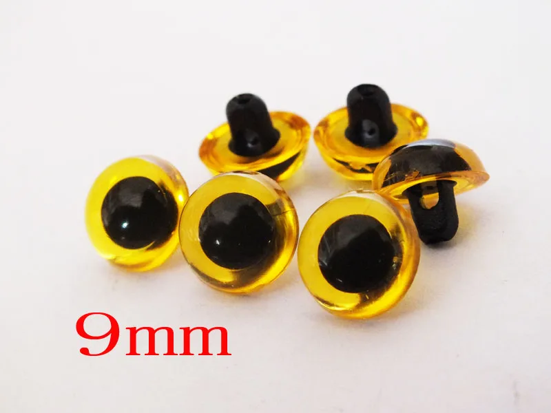 

wholesale 100pairs x yellow clear Plastic Safety Eyes/button eyes--9mm