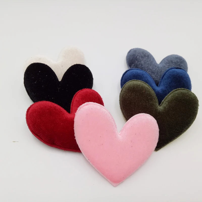 sew on padded heart patches for clothes 5cm mix color heart shape 50pcs