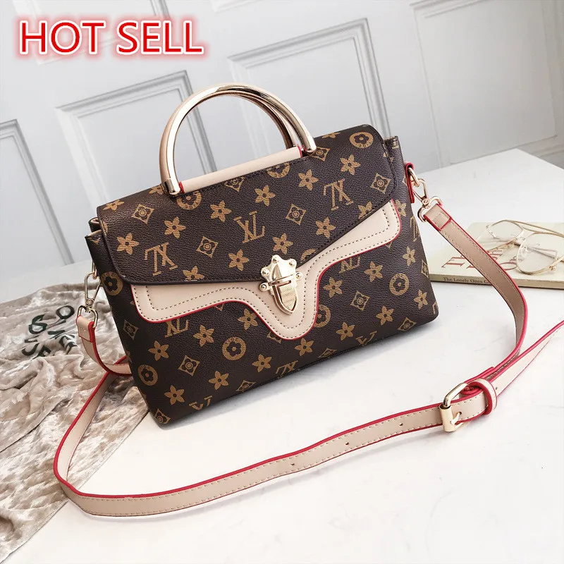 

2019 New Printed Lock Buckle Handbag Trend One Shoulder Slung-arm Bag Retro-coloring Women undefined bag Lady New Style Handbags