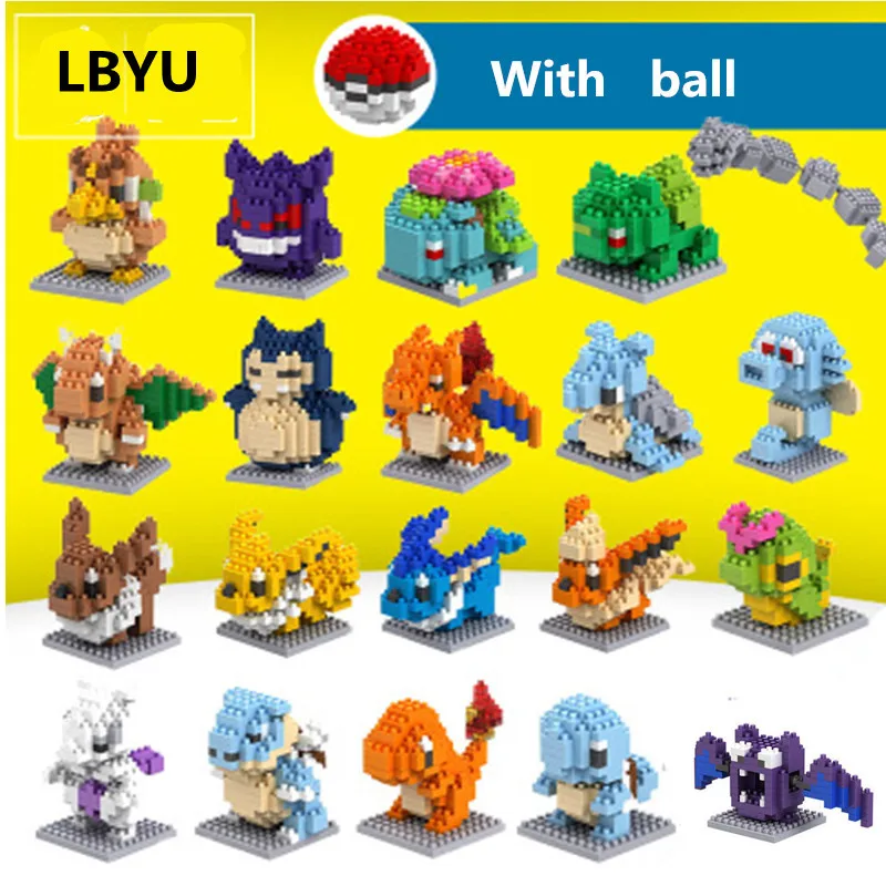

20 Styles LBYU DIY Anime Cartoon Pikachu Diamond Building Blocks Plastic Cube Building Blocks Bricks Educational Toys Game