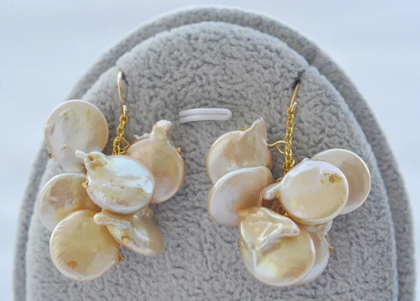 

hot sell new - free shipping 12292 Champagne COIN FRESHWATER PEARL DANGLE Grapes EARRING