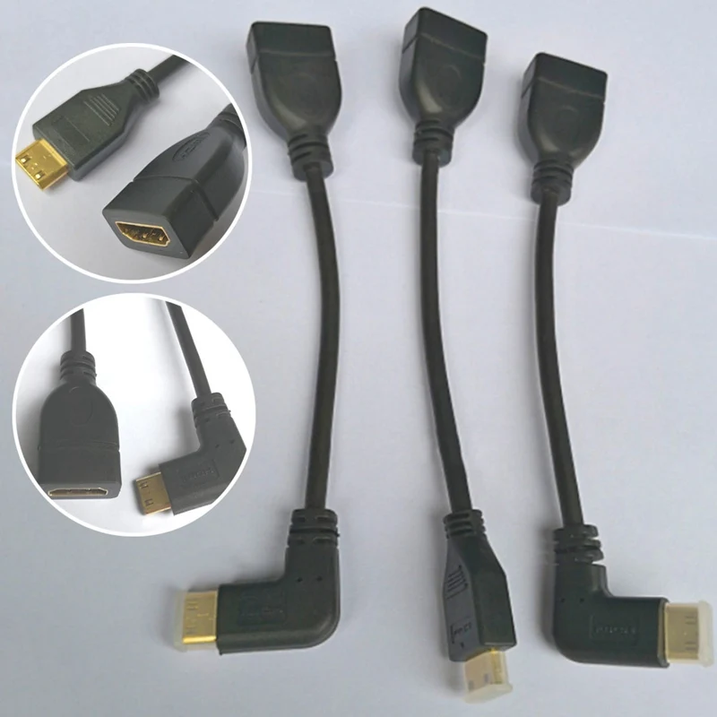 Вверх вниз вправо влево угловой мини HDMI к HDMI мужчин и женщин кабель 10 см для ноутбука ПК HDTV Тип C Hdmi мини HDMI угол адаптера