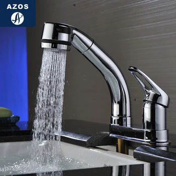 

Azos Pull-out Faucet Rotatable Mixing Valve Brass Chrome Cold and Hot Switch Two Function Continental Basin Shower Room Single H