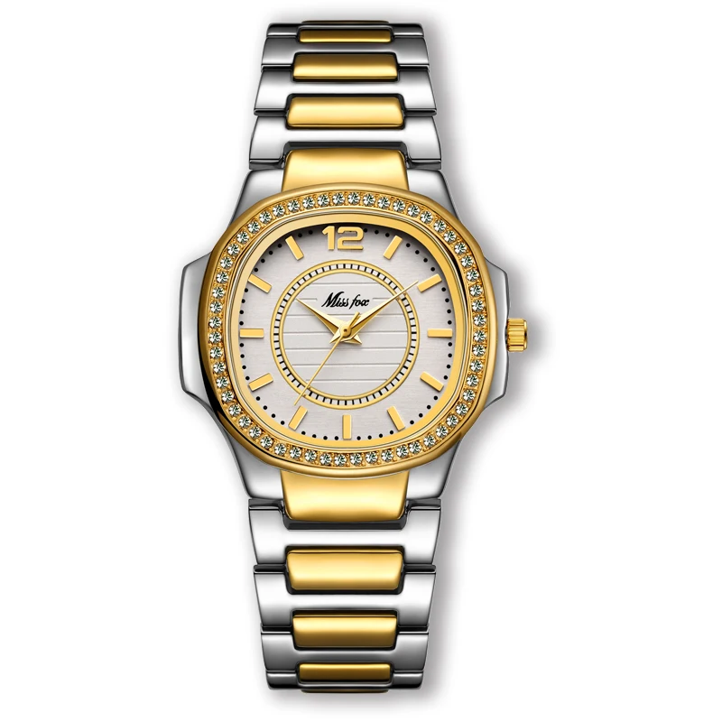 

New Interval Gold Luxury Quartz Watches Woman Fashion Watch Ladies Waterproof Watch Diamond Brand Clock Steel Relogio Masculino