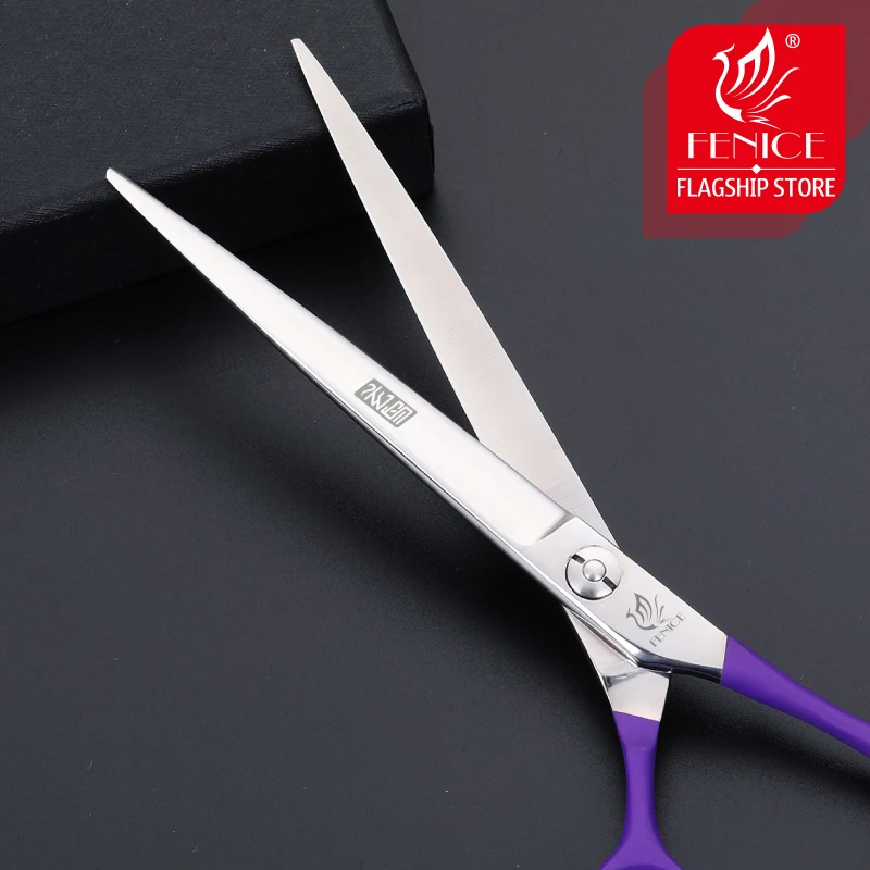Fenice 6,75 ”Профессиональный грумминг ножницы фиолетовая ручка прямые ножницы для резки Япония 440c товары для домашних собак
