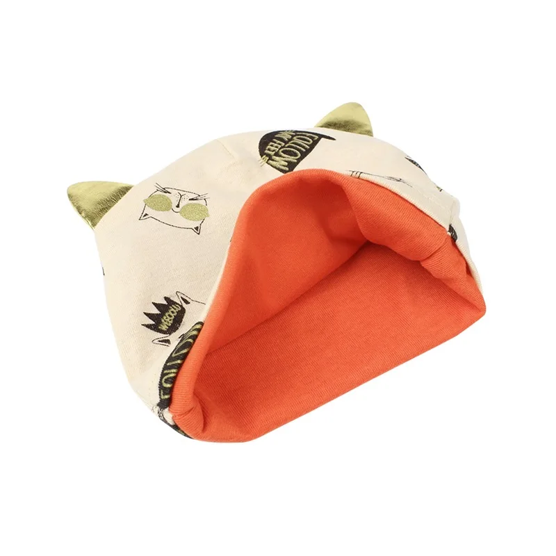 Cat Cartoon Baby Hat With Ears Cotton Soft Infant Beanie Spring Cute Print Baby Hat For Girls New Toddler Hat Baby Boys Clothing (7)