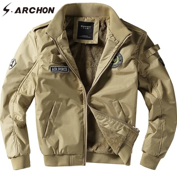 

S.ARCHON Winter Warm Tactical Jacket Coat Men Windbreaker Bomber Air Force Military Jacket Casual Motorcycle Army Fleece Jackets
