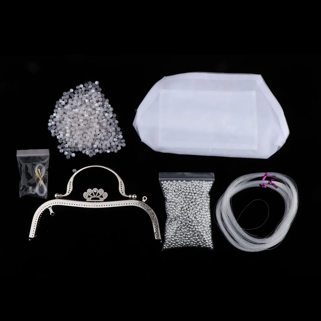 DIY Art& Crafts Flower Beaded Bag Kit Bead Handbag Making Supplies with Tools and Tutorial With Metal Purse Bag Frame