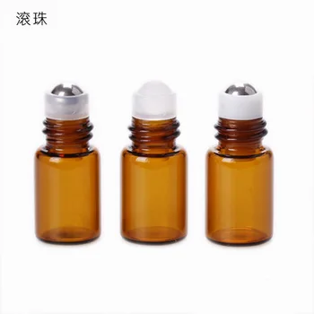 

100pcs 1ml 2ml 3ml 5ml 10ml Amber Thin Glass Roll on Bottle Sample Test Essential Oil Vials with Roller Metal /Glass Ball