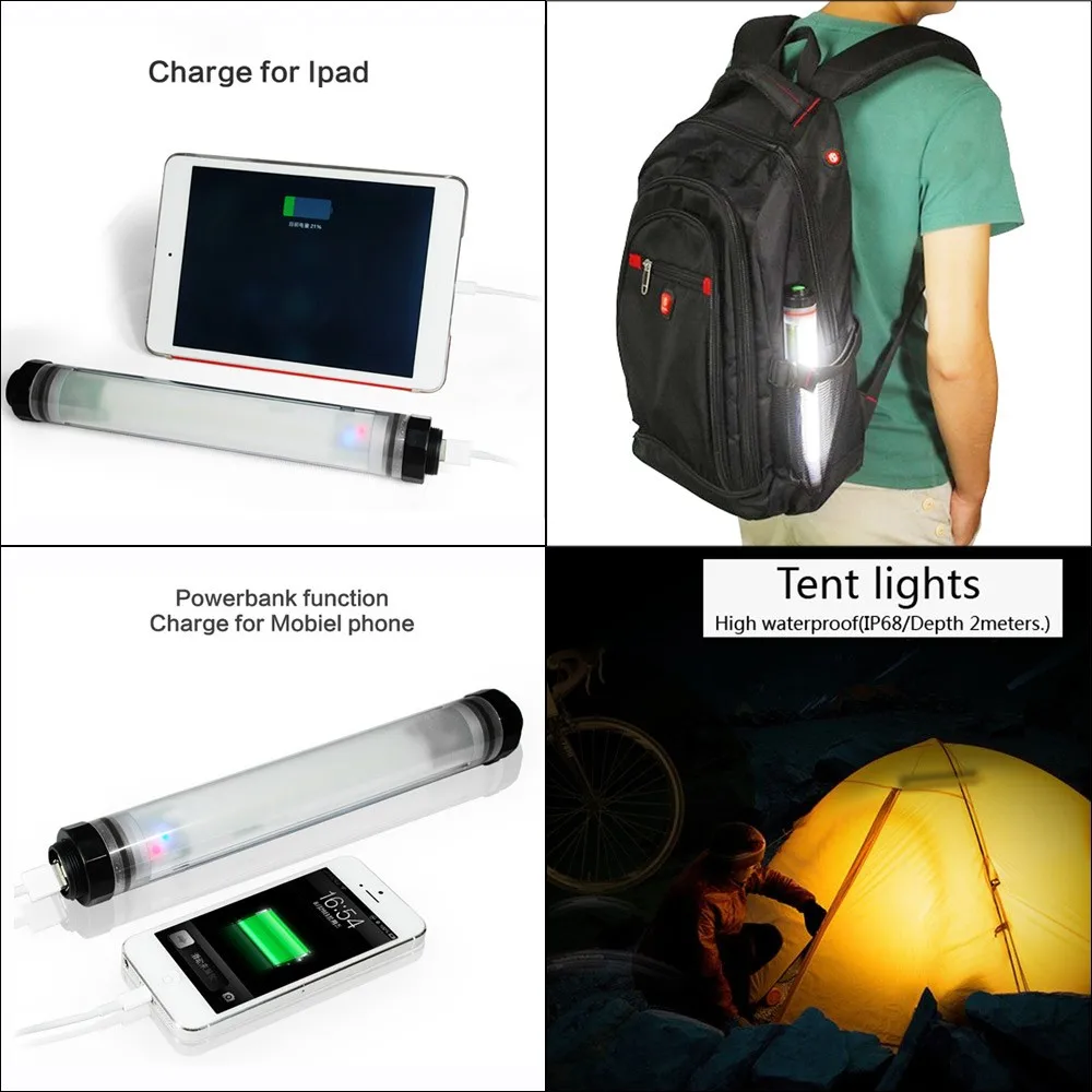 Tanie LED Camping Light IP68 wodoodporna 5200mAh akumulator 42 LED lampa robocza Outdoor przenośne światła 2 uchwyt magnetyczny