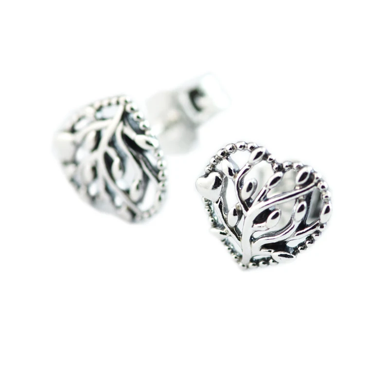 

Earrings for women Flourishing Hearts Stud Earring BrincoS 925 Sterling Silver Jewelry heart silver stud earrings with cle