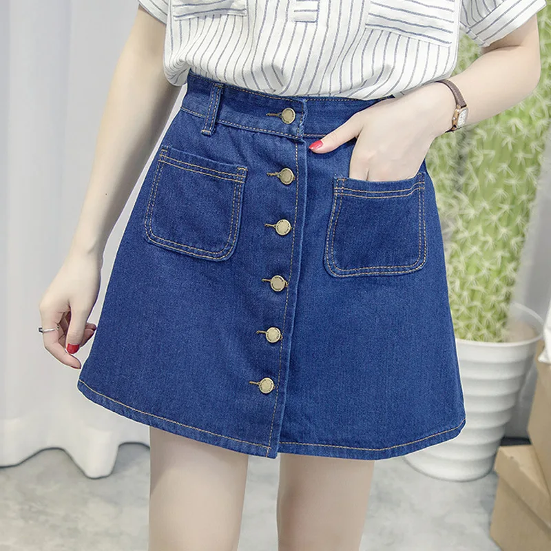 Women Denim Skirt High Waist New Summer Ladies A Line Jeans Skirt Front women-denim-skirt-high-waist-new-summer-ladies-a-line-jeans-skirt-front