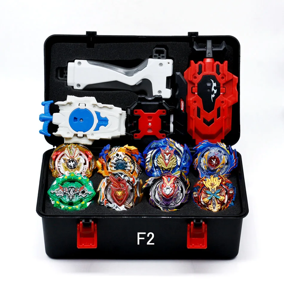 Beyblade Burst Bayblade набор 8 Beyblades+ 4 пусковых устройства+ 1 ручка Bey Blade Набор спиннинга Металл Fusion 4D лезвия игрушки подарок - Цвет: F2