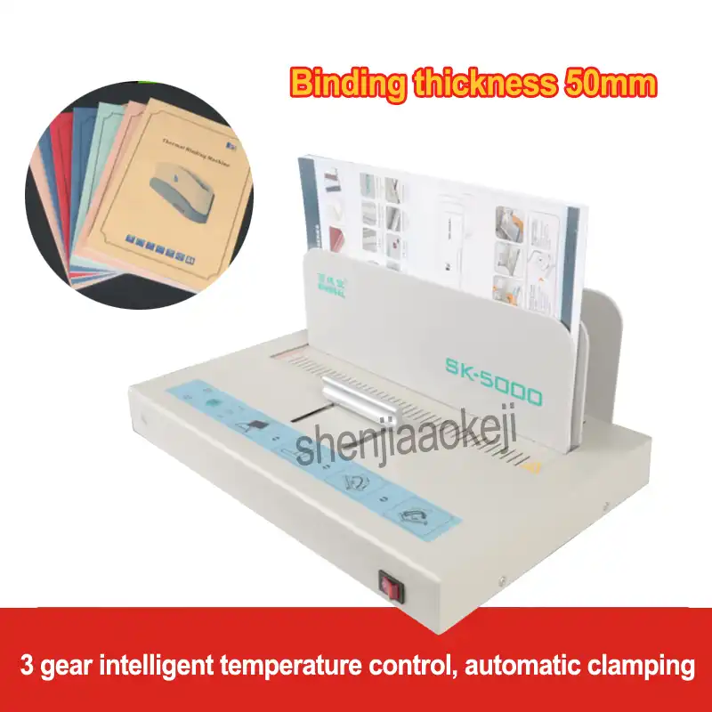 US Stock Hot Melt Binding Machine 110V 50mm Electric Desktop Sheet Envelope Paper Thermal Binding Machine for A4 Automatic Binding Machine Suitable for Work