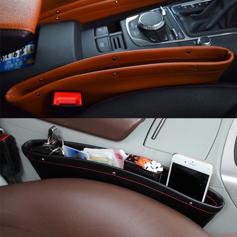 Car Seat Crevice PU Leather Leak-Proof Storage Box for Abarth Mazda 6 CX-5 Kia Ceed Rio 3 4 Cerato Picanto Sorento Mini Cooper