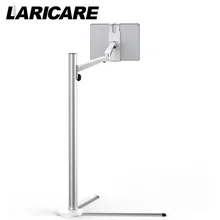 6S Long hand Tablet Floor Stand with Height Adjustabl for 7-13 inch Tablet PC or 3.5-6 inch Smartphone. Aluminum Alloy Holder.