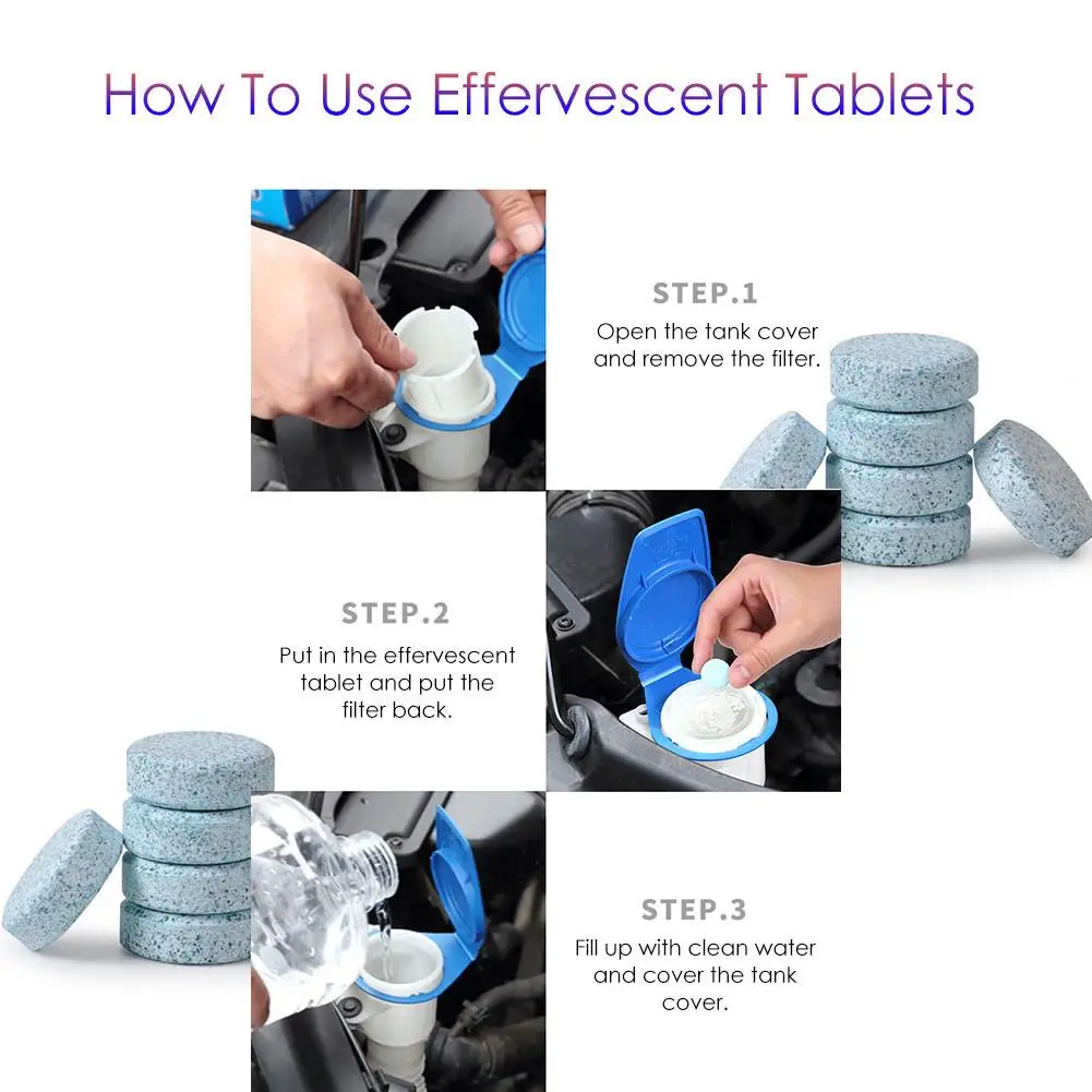 2Pcs/6Pcs Car Solid Wiper Cleaner Effervescent Tablet Cleaner Car Auto Window Cleaning Windshield Glass Cleaner 2Pcs/6Pcs Car Solid Wiper Cleaner Effervescent Tablet Cleaner Car Auto Window Cleaning Windshield Glass Cleaner