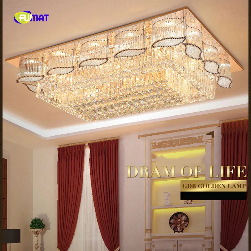 

FUMAT 2Layers L120CM Rectangular Crystal K9 Stainess Steel LED Ceiling Lamp Big High-Grade For Dining Room Foyer Kitchen Etc