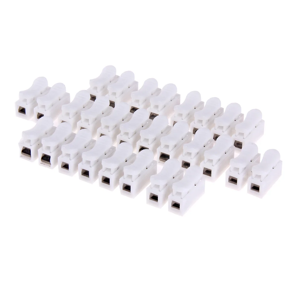 

50pcs/lot 2p Spring Connector Wire With No Welding Screws Quick Connector Cable Clamp Terminal Block for LED Strip