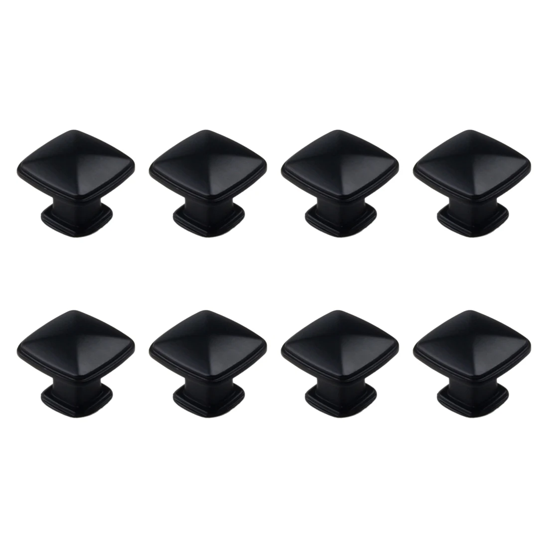 

8 Pcs Set Modern Simple American Single Port Cabinet Handle High-end Drawer Wardrobe Flat Black Doorknob - As Shown
