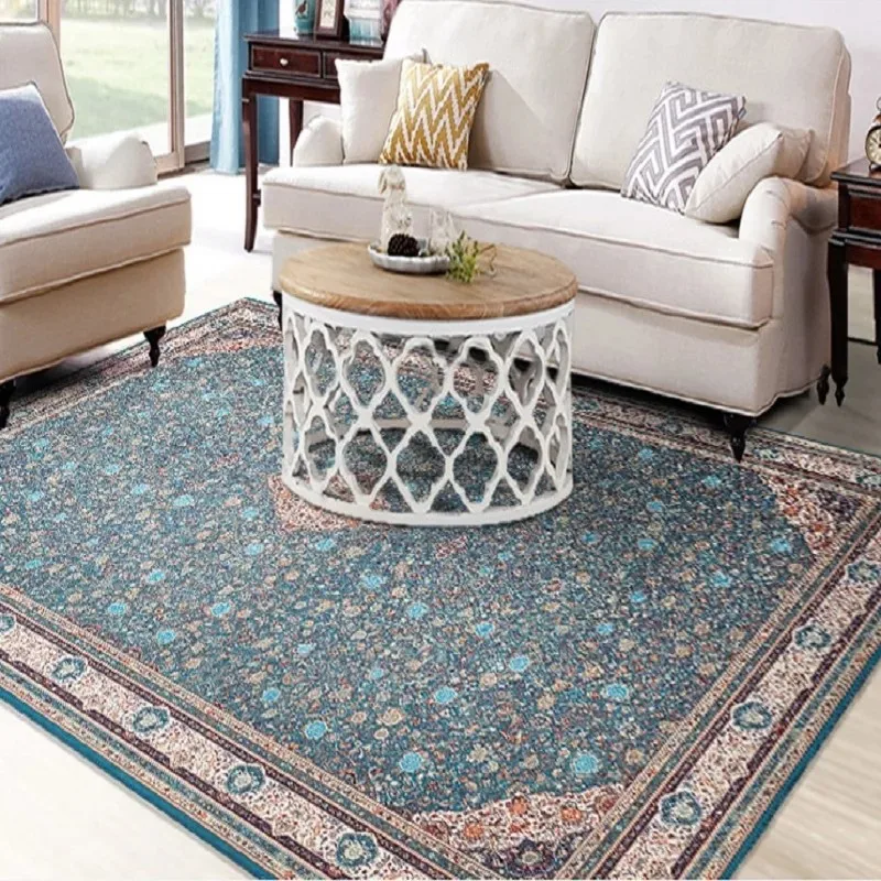 Slash sales Retro style classical blue floral living room rug 120*160cm