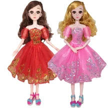 Платье с пышными рукавами для куклы 60 см, платье принцессы с блестками, розовая одежда 1/3, куклы, милые аксессуары, игрушки для девочек