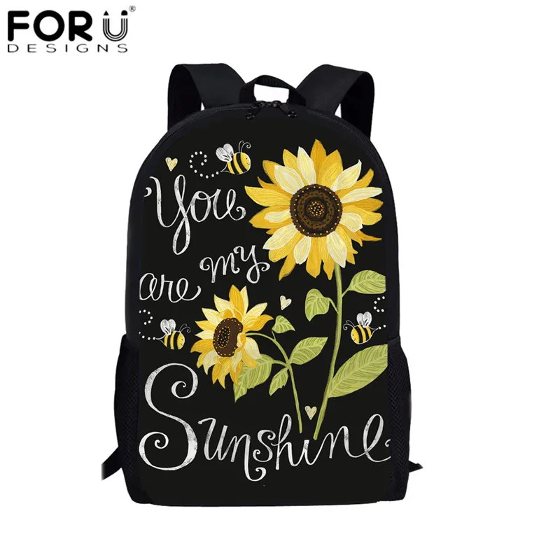 FORUDESIGNS/You are my Sunshine дизайн школьные сумки с принтом в виде подсолнухов 3 шт./компл. школьные сумки для детей девочки книжная сумка для отдыха сумки - Цвет: HXA605C