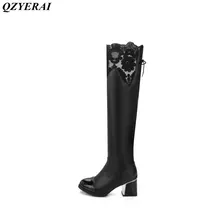 QZYERAI/новые зимние женские сапоги; теплые сапоги до колена на шнуровке; Ботинки martin на меху; женская обувь