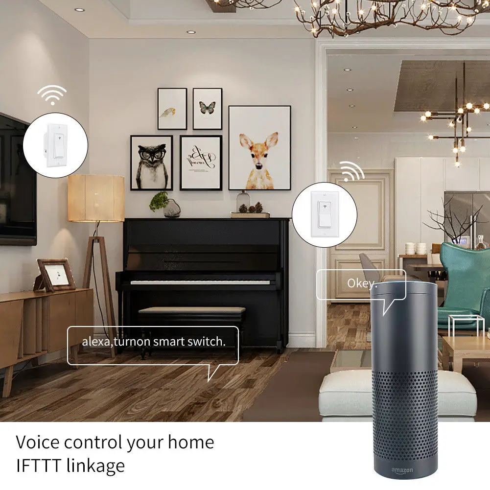 Wifi умный настенный светильник переключатель сенсорной панели Alexa Echo мобильный беспроводной контроль приложение синхронизации розетка для Alexa Google Home