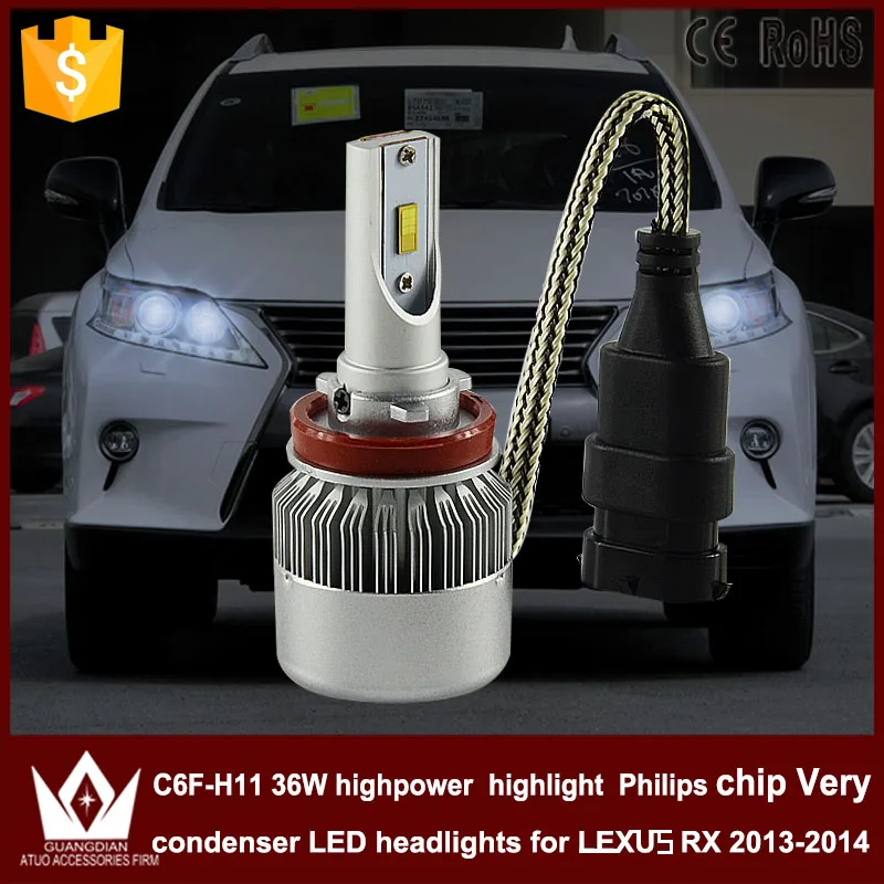 

Guang Dian car led light h11 Headlight Head lamp low beam Dipped beam h11 C6F 6000K white 12V 36W for lexus RX 2013~2014 only