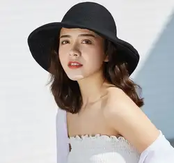 Женская летняя шляпа с бантом солнцезащитные защитные козырьки дышащая Складная летние шляпы с широкими полями для пляжного зонтика Для