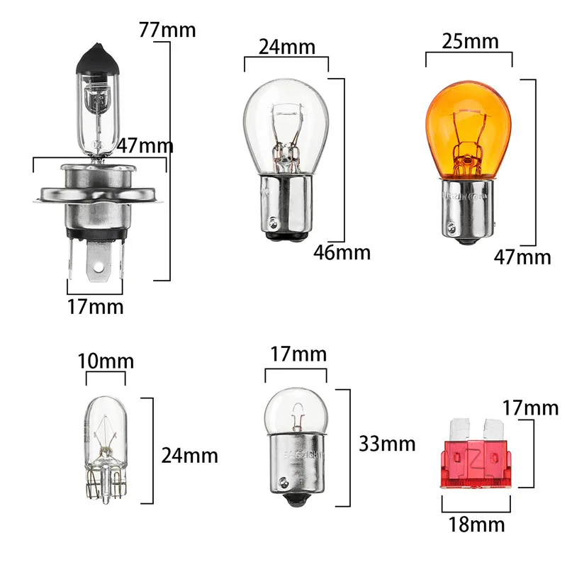 Горячая 8 шт. набор аварийного освещения галогенной лампы для автомобиля H4 1156 1157 G18 фары Противотуманные фары Запасной комплект с 10А 15A 20A предохранители