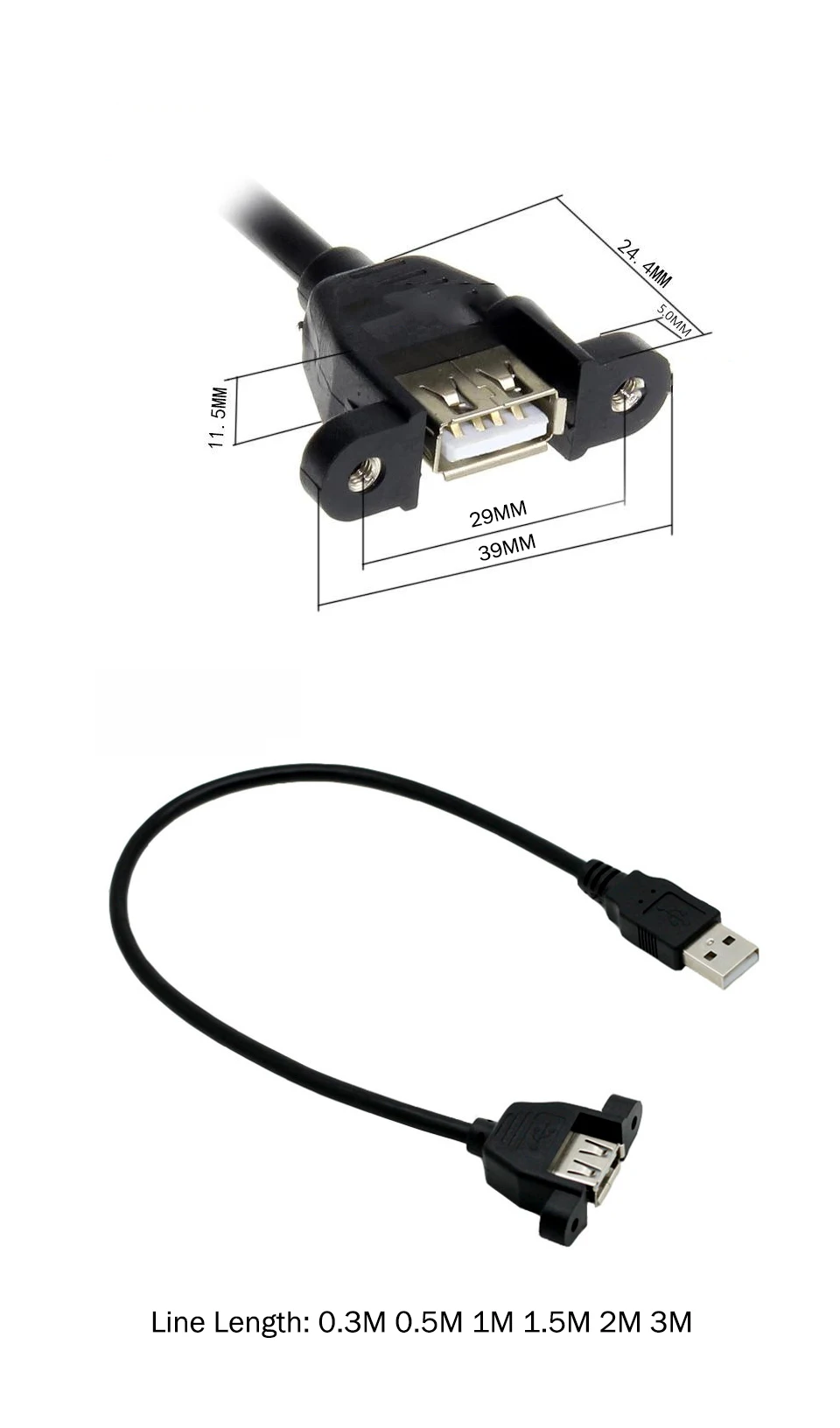 USB 2.0 Extension Cord With Ear usb extension Cable Male to Female Wire Extend Can Be Fixed For PC Laptop USB cable Extender (8)