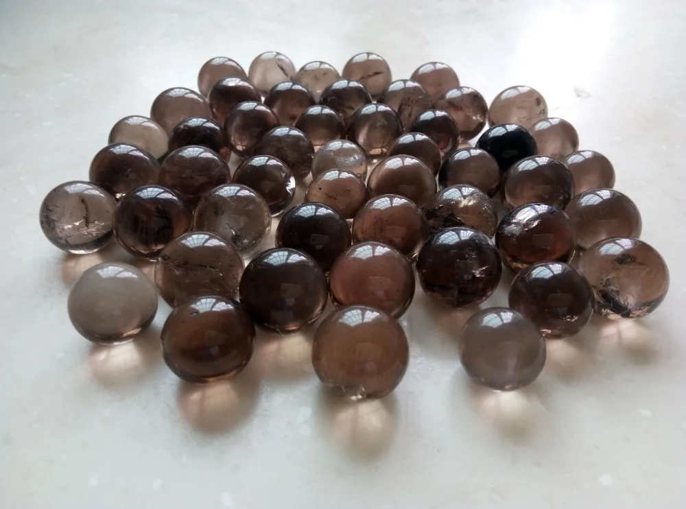 

50pcs NATURAL SMOKY QUARTZ CRYSTAL SPHERE BALL 360.0g